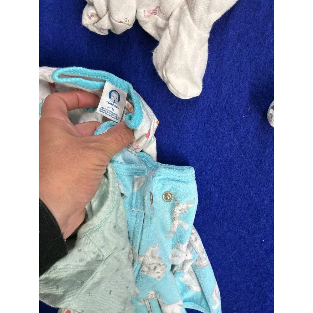 Cottagecore Baby Girl Carter's Gerber Pajamas Lot 0-3M Multicolor